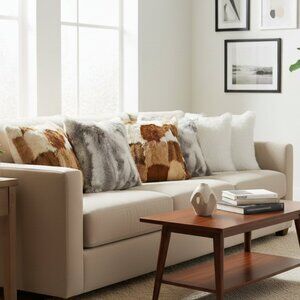 SOGA 6PC Pillow case Set – 45cm Cowhide Patchwork, Pure White Textured Covers